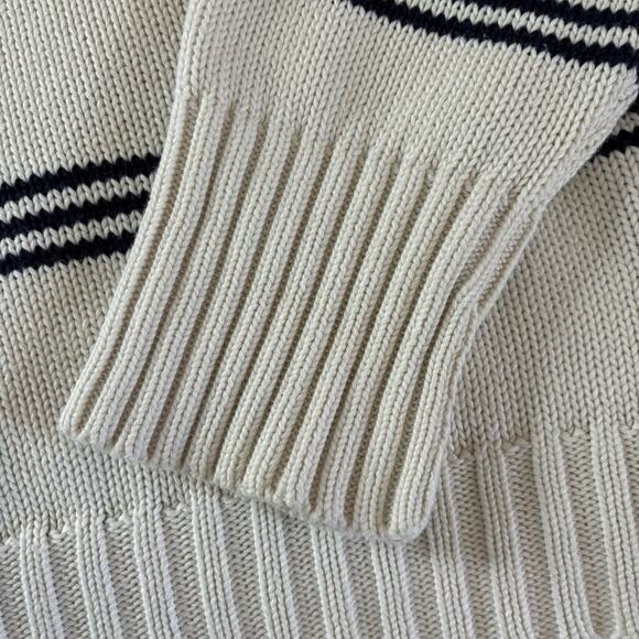 Polo Ralph Lauren White with Blue Stripes Sweater 100% Cotton Men’s Size XL - Picture 9 of 16